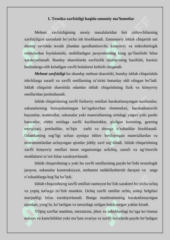 Mashina va mexamnizimlar uchun texnika xavfsizligi talablari keltiriladigan meyoriy hujjatlar tizimi 2