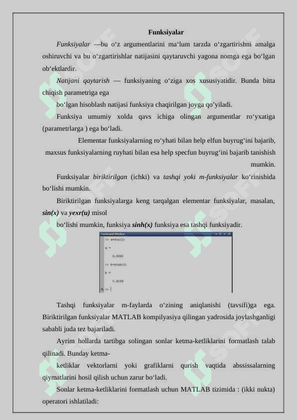 Matlab dasturida ikki o'lchamli grafik modellar qurish 2