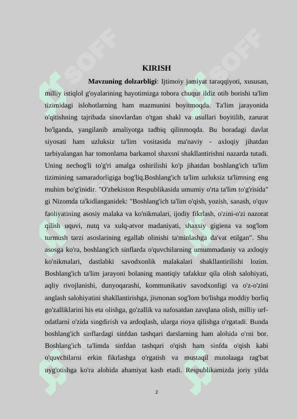MAKTABDAGI TARBIYAVIY ISHLAR TIZIMIDA SINF RAHBARI FAOLIYATINI TASHKIL ETISH METODIKASI 2