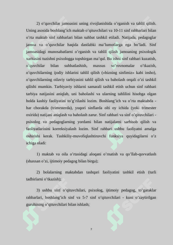 MAKTABDAGI TARBIYAVIY ISHLAR TIZIMIDA SINF RAHBARI FAOLIYATINI TASHKIL ETISH METODIKASI 7