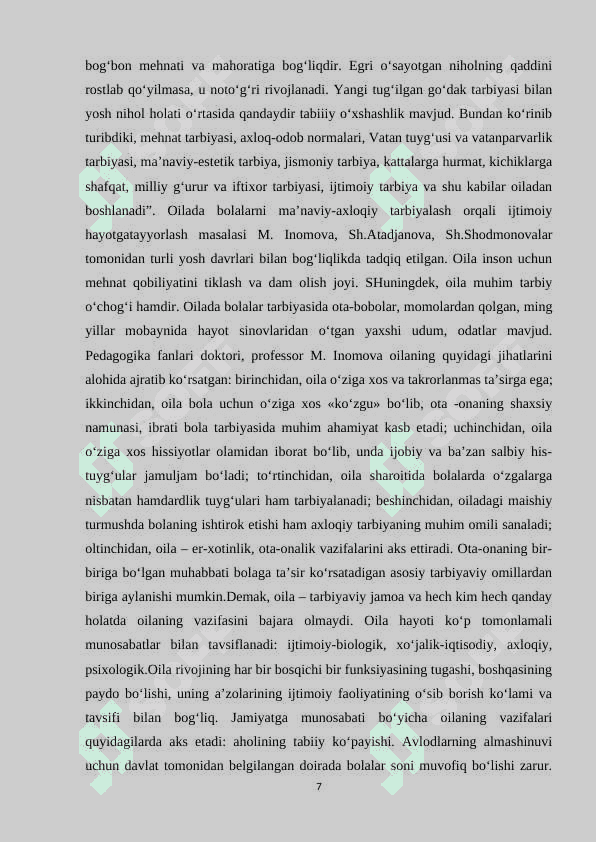 OILADA SOG’LOM TURMUSH TARZI ASOSIDA TARBIYA BERISH METODIKASI 7