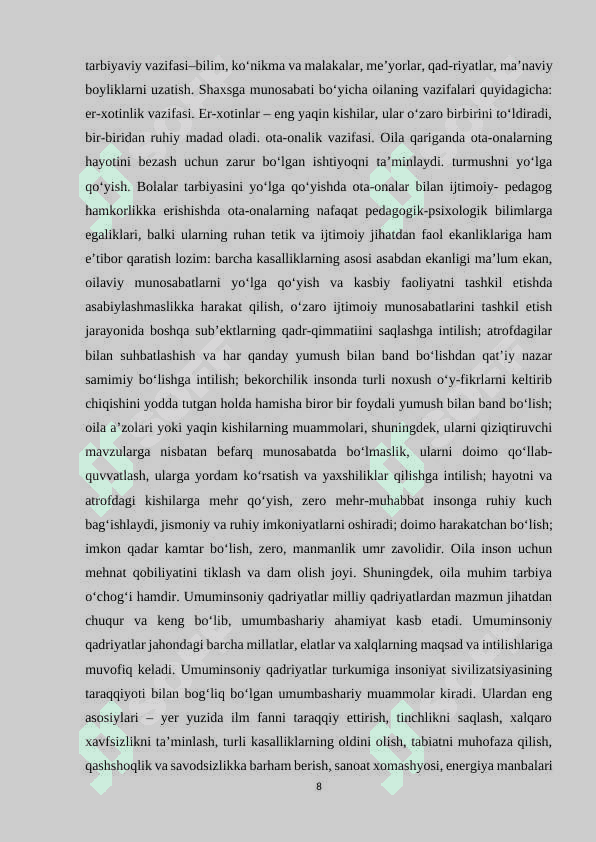 OILADA SOG’LOM TURMUSH TARZI ASOSIDA TARBIYA BERISH METODIKASI 8