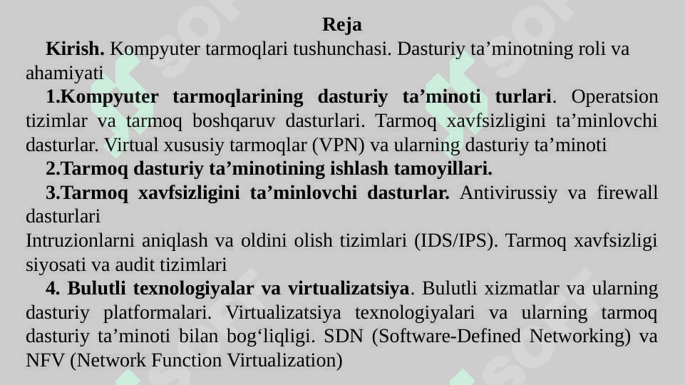Kompyuter tarmoqlarining dasturiy ta'minoti 2