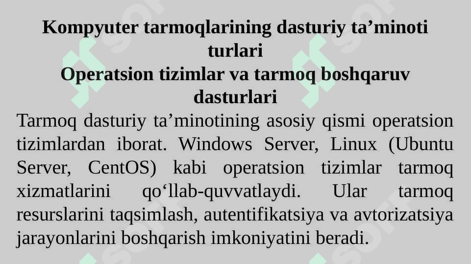 Kompyuter tarmoqlarining dasturiy ta'minoti 4