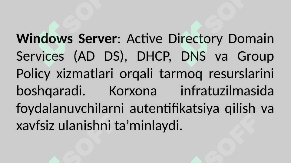 Kompyuter tarmoqlarining dasturiy ta'minoti 6