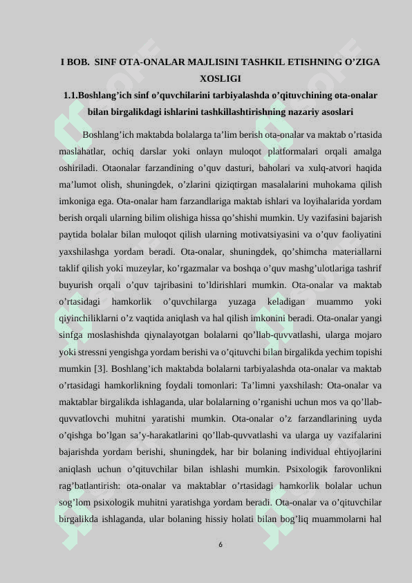 BOSHLANG’ICH SINF O’QITUVCHILARINI OTA-ONALAR MAJLISINI TASHKIL QILISH METODIKASI 6