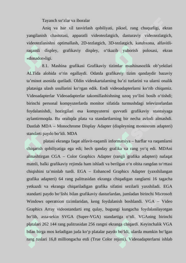 Avtomatlashtirilgan loyihalashning texnikaviy vositalari 2