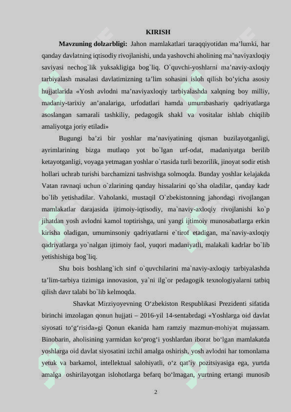 TARBIYAVIY TADBIRLAR VOSITASIDA BOSHLANG’ICH SINF O’QUVCHILARIGA MA’NAVIY-AXLOQIY TARBIYA BERISH-NING PEDAGOGIK AHAMIYATI 2