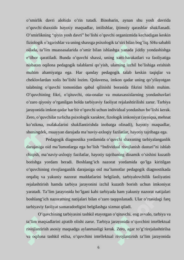 TARBIYAVIY TADBIRLAR VOSITASIDA BOSHLANG’ICH SINF O’QUVCHILARIGA MA’NAVIY-AXLOQIY TARBIYA BERISH-NING PEDAGOGIK AHAMIYATI 6