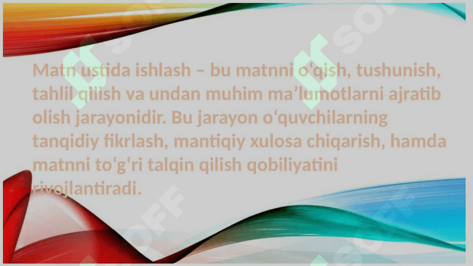 Matn mazmuni ustida ishlash 2
