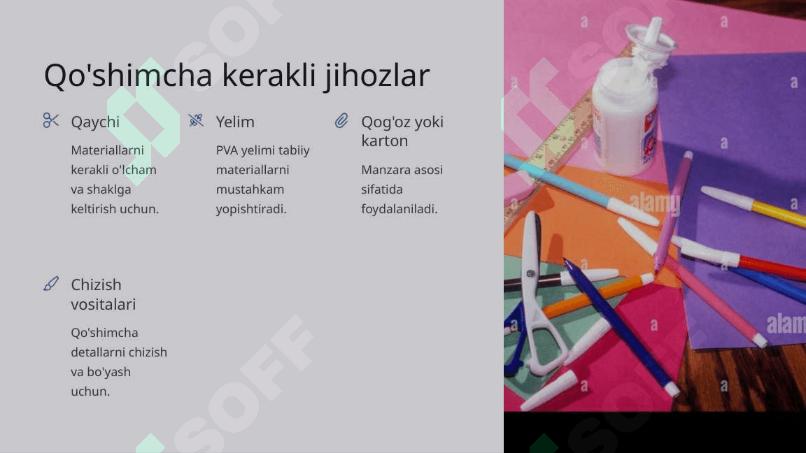 Barglar, urug'lar, paxta va boshqa tabiiy materiallardan manzara yasash 4