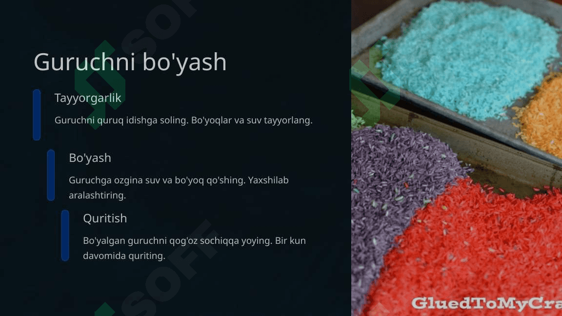 Makaron va guruchdan mozaika yasash 4