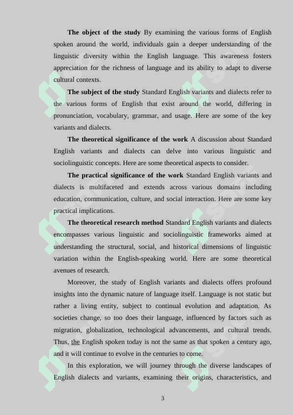 STANDARD ENGLISH VARIANTS AND DIALECTS 3