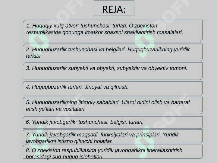 HUQUQIY HULQ-ATVOR.  HUQUQBUZARLIK VA  YURIDIK JAVOBGARLIK 2
