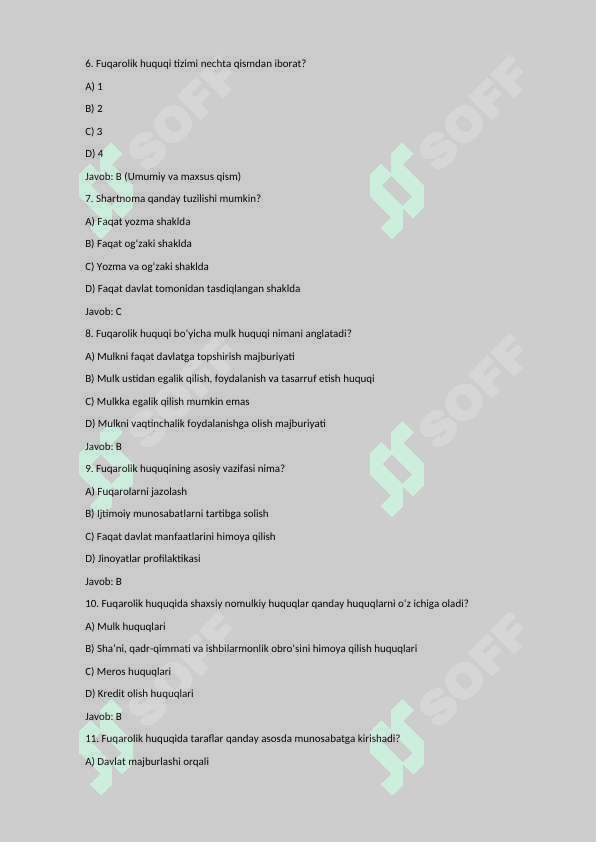 Huquq test 240 talik 2