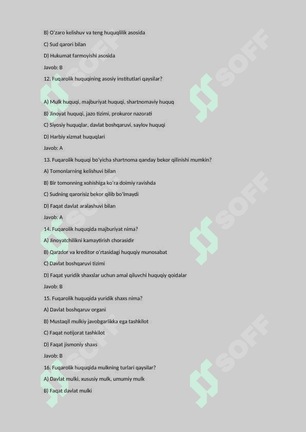 Huquq test 240 talik 3