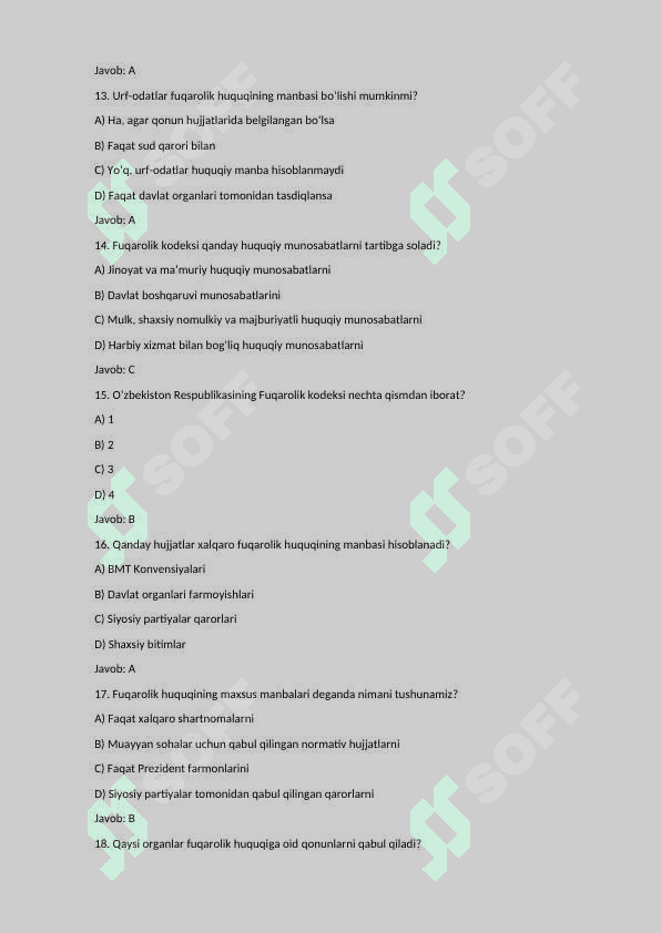 Huquq test 240 talik 7