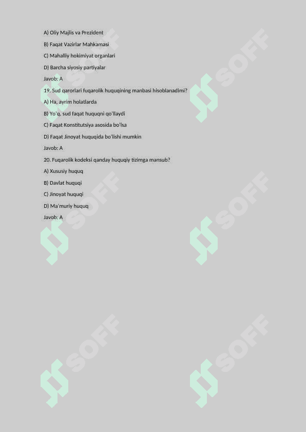 Huquq test 240 talik 8