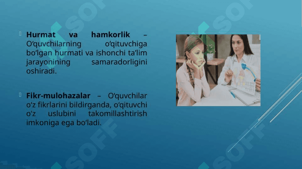 O'qituvchi va o'quvchining o'zaro ta'siri. 7