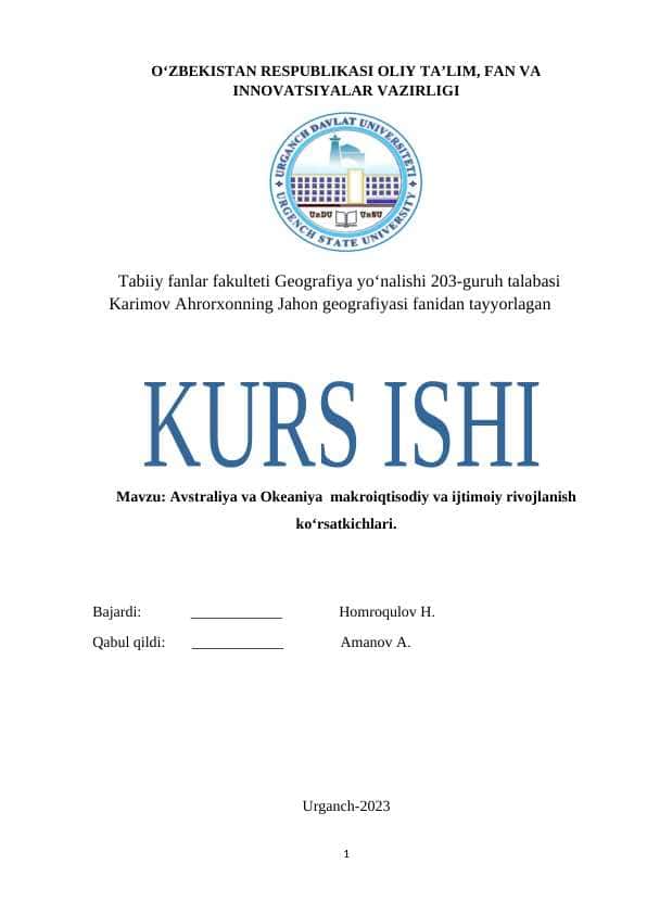 Avstraliya va Okeaniya  makroiqtisodiy va ijtimoiy rivojlanish koʻrsatkichlari