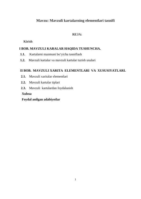 Mavzuli kartalarning elementlari tasnifi