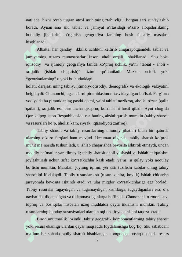 O‘zbekistonning tabiiy sharoiti va resurslarini iqtisodiy baholash 7