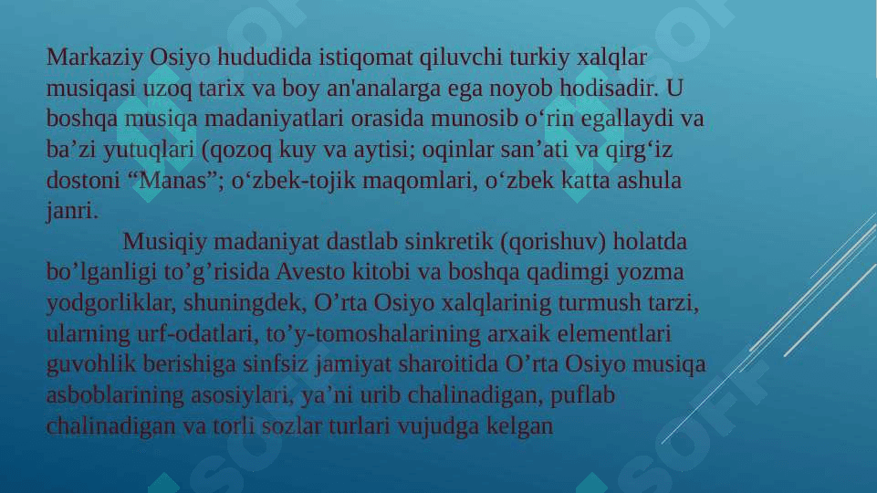 Markaziy osiyo musiqa madaniyatiTaqdimot 4