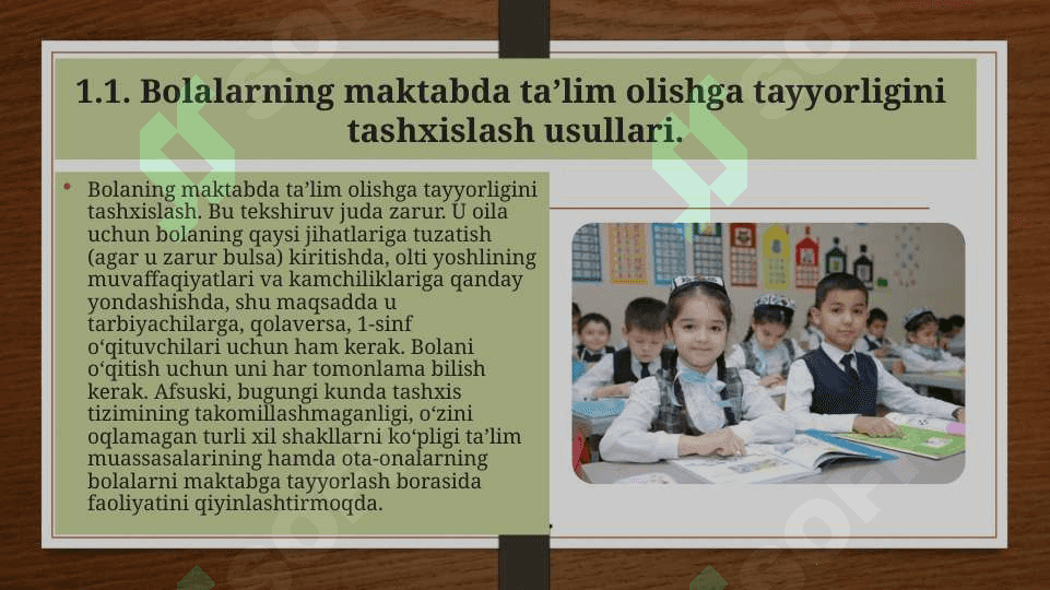 DMTT YOSHDAGI BOLALARNI TA’LIM OLISHGA TAYYORLIGINI TASHHISLASH USULLARI 7