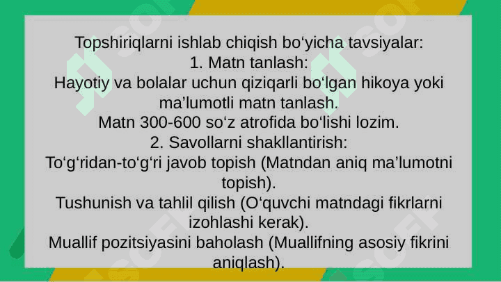 PIRLS xalqaro tadqiqotiga oid yangi matnlar asosida topahiriqlar ishlab chiqish 4