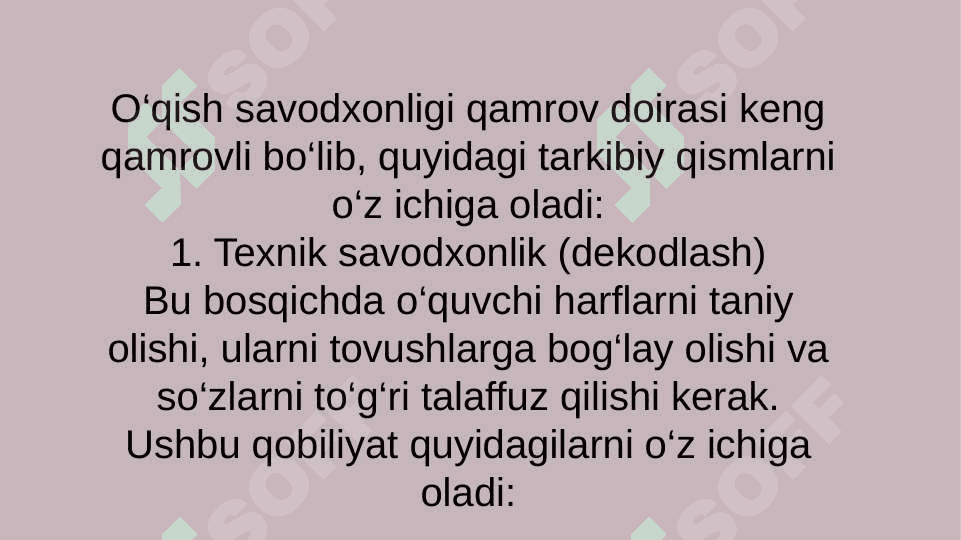 O'qish savodxonligi qamrov doirasining tuzilishini 2