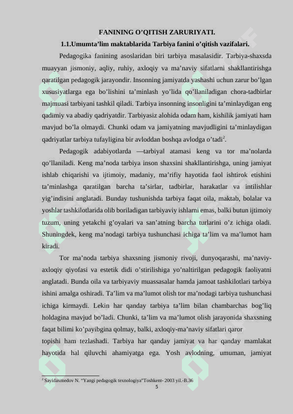 Tarbiya fanining ta'lim jarayonida tutgan o'rni va vazifalari 5