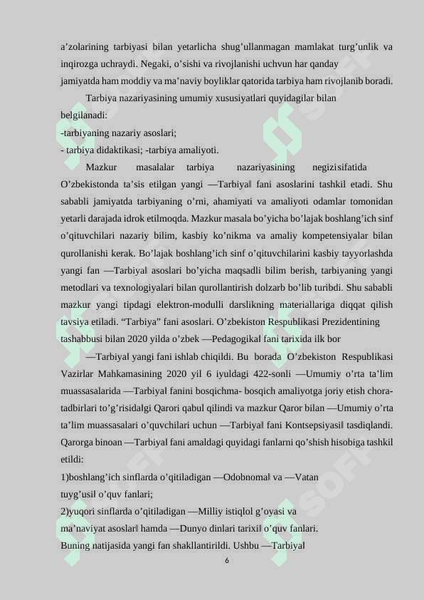Tarbiya fanining ta'lim jarayonida tutgan o'rni va vazifalari 6