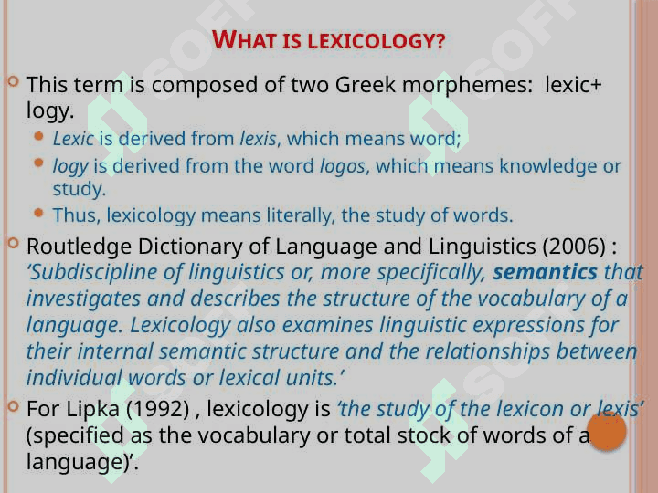 what is lexicology 3