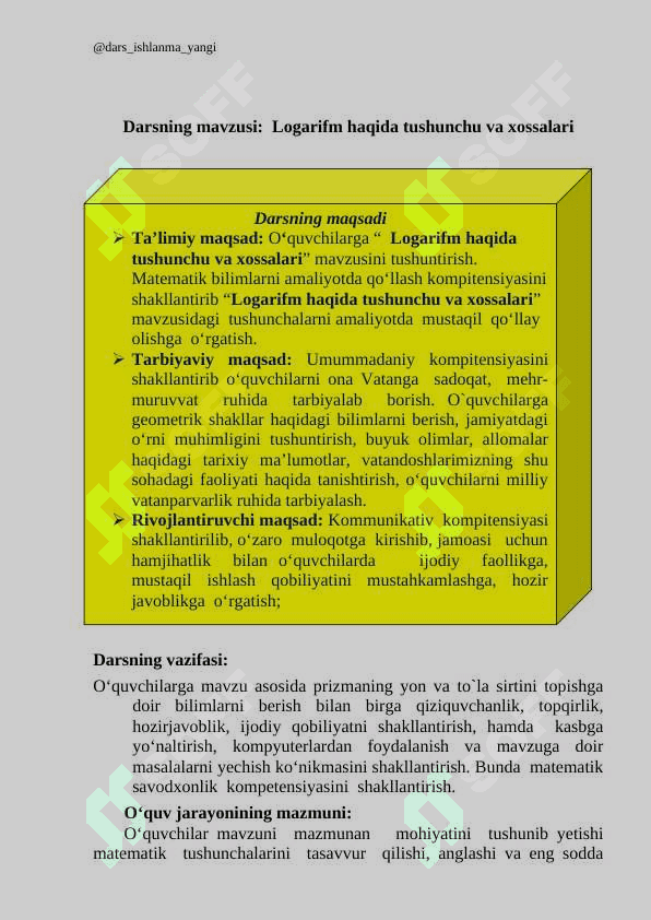 Logarifmik funksiya va uning xossalari 10-sinf algebra 2
