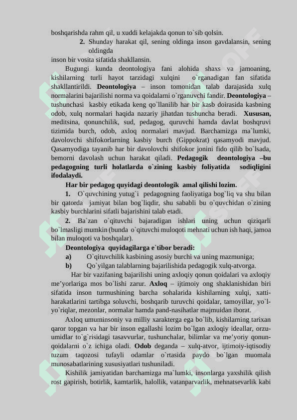 Pedagogik deontologiya va kompetentlik fanining nazariy 2