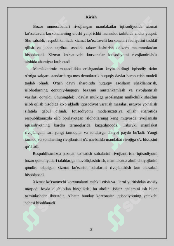 Xizmat ko'rsatuvchi korxonalarda buxgalteriya hisobini tashkil etishning nazariy asoslari 2