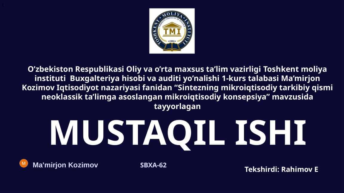 Mikroiqtisodiyot va Makroiqtisodiyotga kirish 1