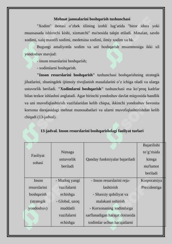 Mehnat resurslarini boshqarishda strategic menejmentning vazifalari 2