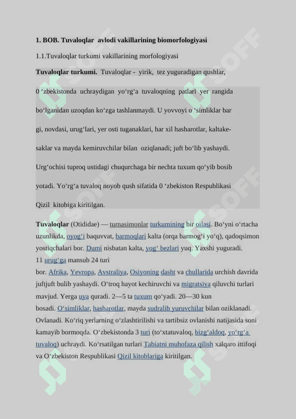 Tuvaloqlar  avlodi vakillarining biomorfologiyasi 6