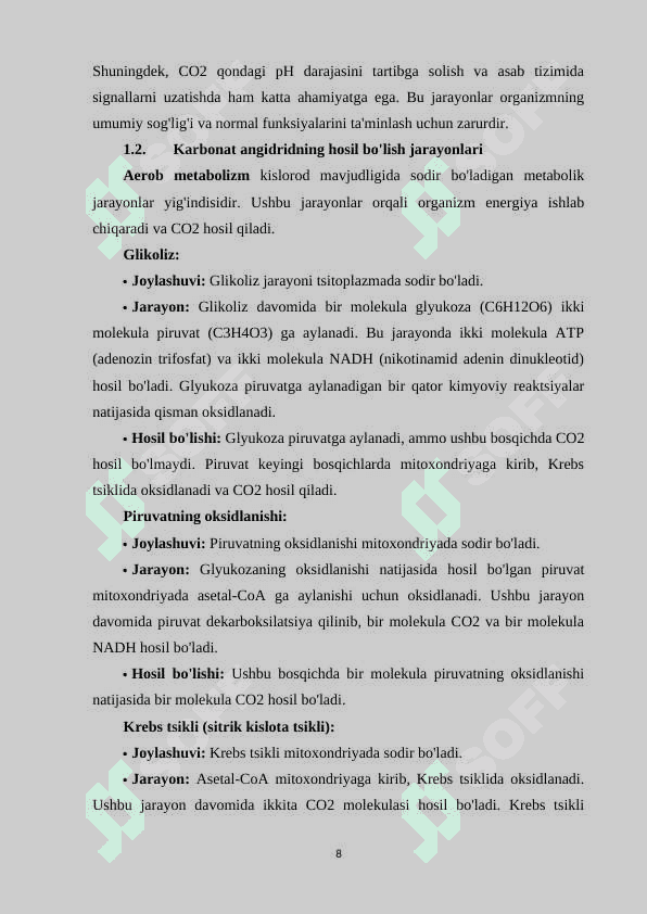 Karbonat angidridning manbalari va hosil bo'lishi 7