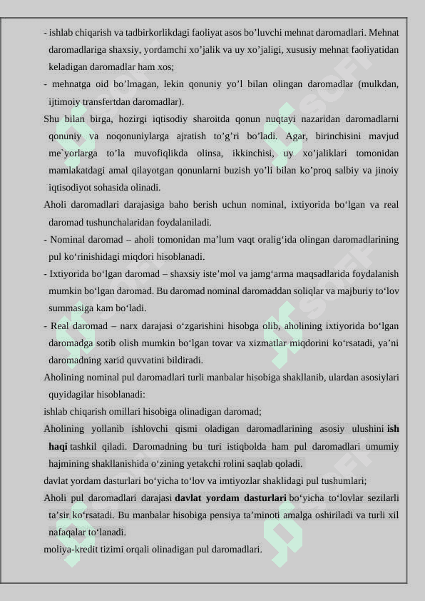 Aholi daromadlari, uning turlari va shakllanish manbalari 8