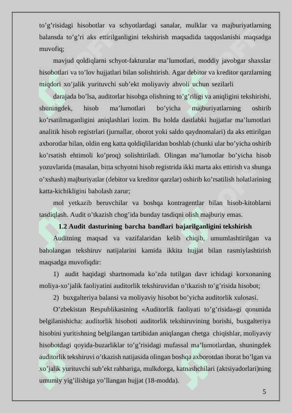 Auditorlik hisoboti va uning tarkibi 5