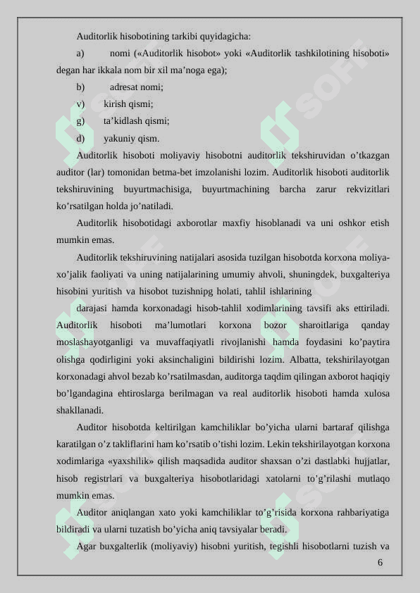 Auditorlik hisoboti va uning tarkibi 6