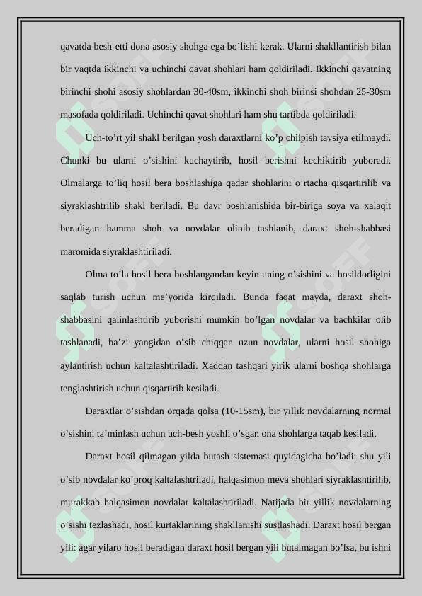 Meva daraxtlarini yozgi muddatlarda kesish hosilli meva bog'larini parvarish qilish 4