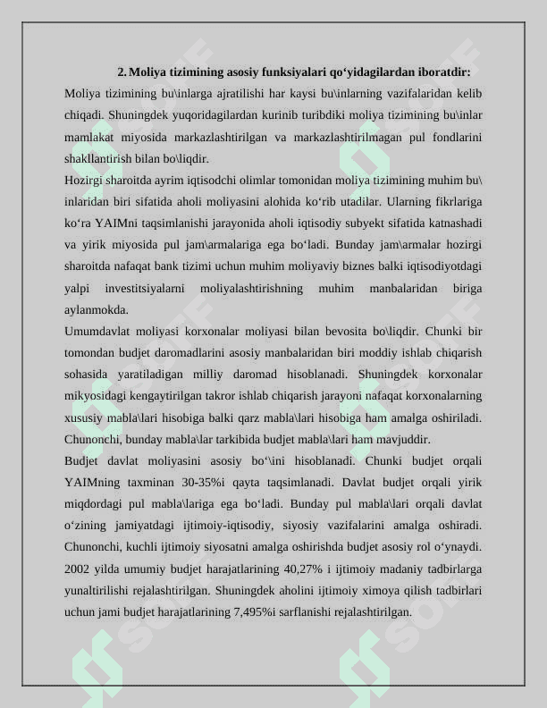 Moliya tizimi va uning funksiyalari. 5