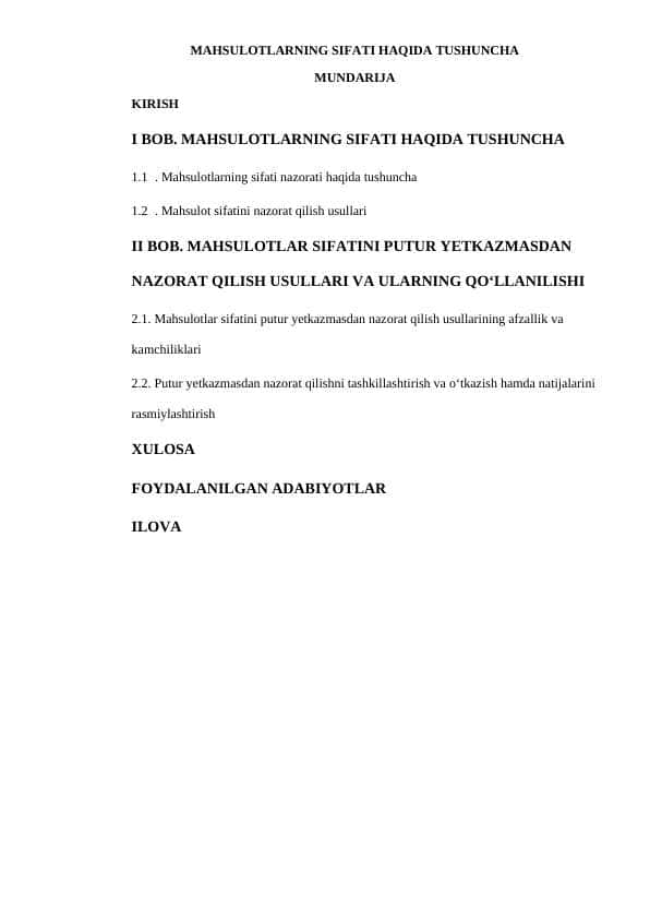 MAHSULOTLARNING SIFATI HAQIDA TUSHUNCHA 1