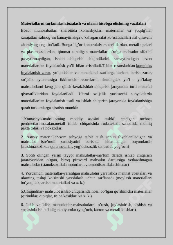 Mаtеriаllаrdan foydalanishni nazorat qilish va inventarizatsiyadan o’tkasish 2