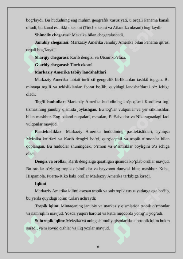Markaziy Amerika mamlakatlariga iqtisodiy geografik tavsif + 6