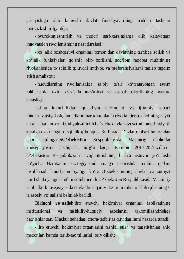 O`zbekistonda ijtimoiy sohada amalga oshirilayotgan o`zgarishlar mazmun va mohiyati. 3