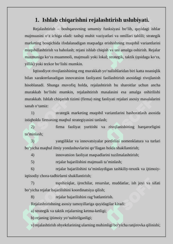 Rejalashtirish jarayonlarining mohiyati va tamoyillari 2